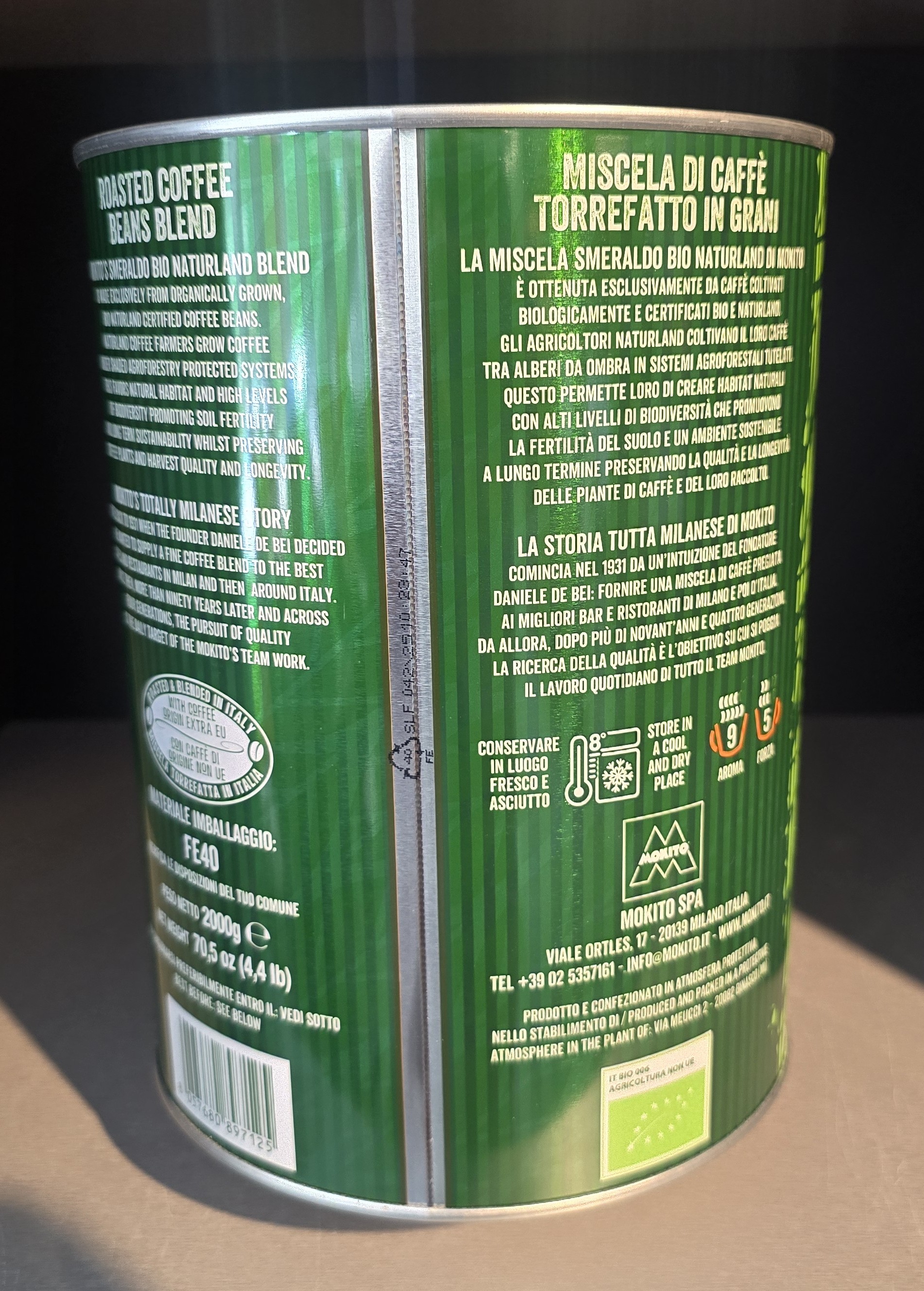 Caffé MOKITO - Bio Smeraldo, zrnková káva, 2 kg